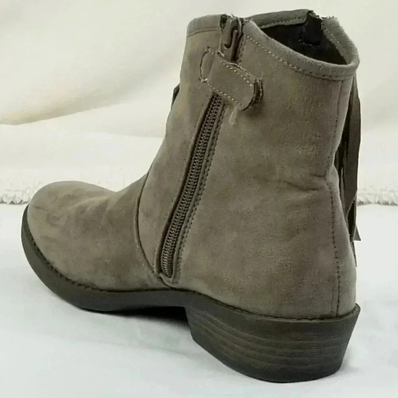 Sam Edelman Size 4 Taupe Becka Addie Side Zip Tassels Suede Women's Ankle Boots - Picture 7 of 12